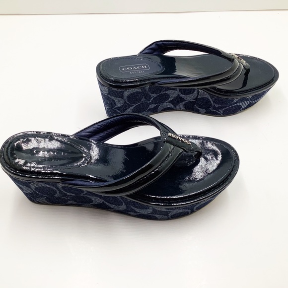 {COACH}Nella Navy Patent Wedge - Picture 3 of 15